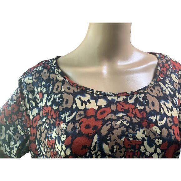 Notations Floral Long Sleeve Scoop Neck Side Drape Tunic Blouse Size Large - Picture 2 of 16